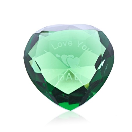 50mm diamante verde CORAZÓN + I LOVE YOU DAD