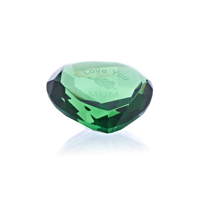 Diamante Verde 50mm CUORE + TI VOGLIO MAMMA-FIGURE DI CRISTALLO-HOSTENATURA