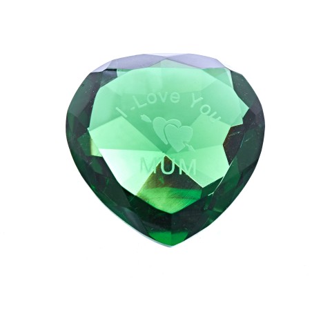 50mm Verde Diamante CORAZÓN + I LOVE YOU MUM