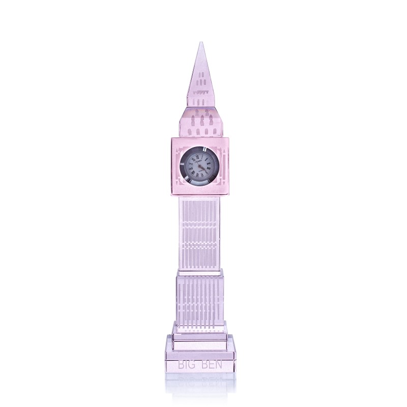 Big Ben-klok - roze kristal-KRISTALLEN FIGUREN-HOSTENATURA