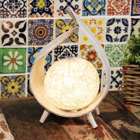 Natuurlijke kokosnootlamp - Whitewash Wrap
