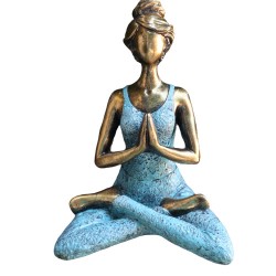 Figura di Signora Yoga - Bronzo e turchese 24 cm