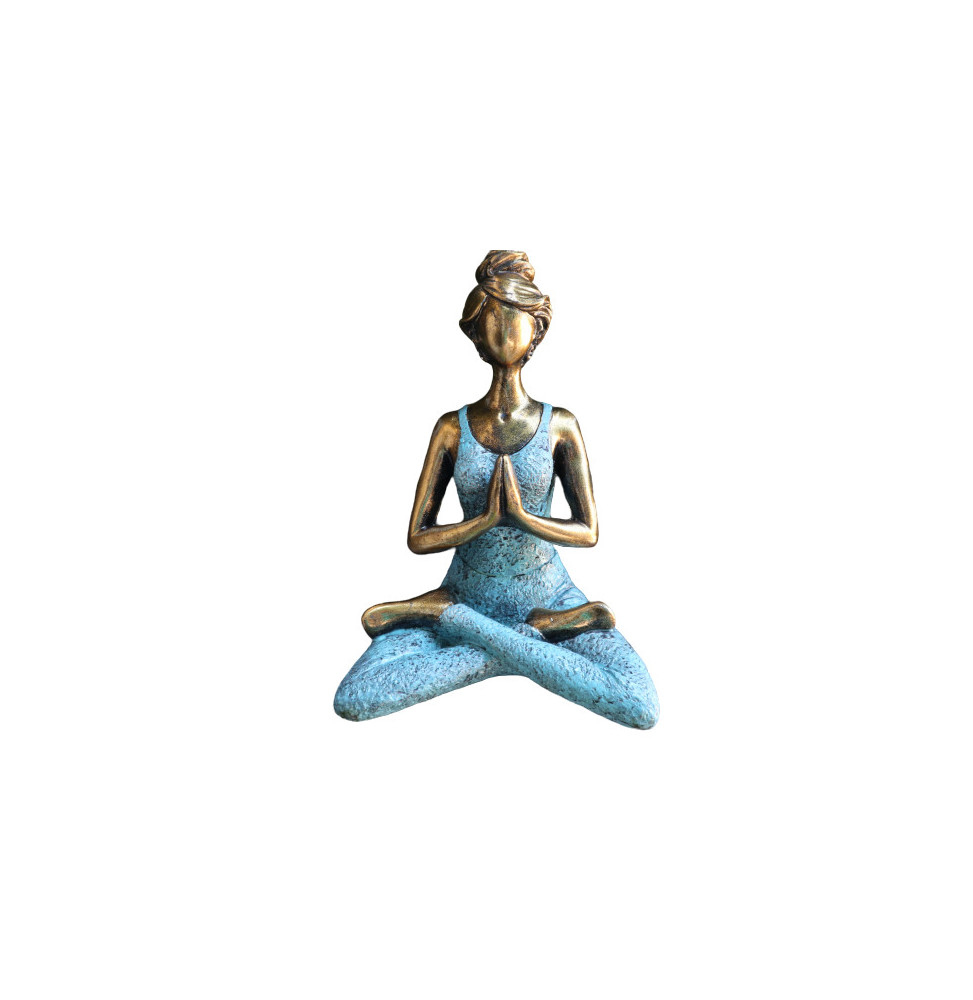 Yoga Lady Figure - Bronze & Turqoise 24cm