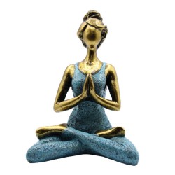 Figura di Signora Yoga - Bronzo e turchese 24 cm