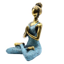 Figura di Signora Yoga - Bronzo e turchese 24 cm