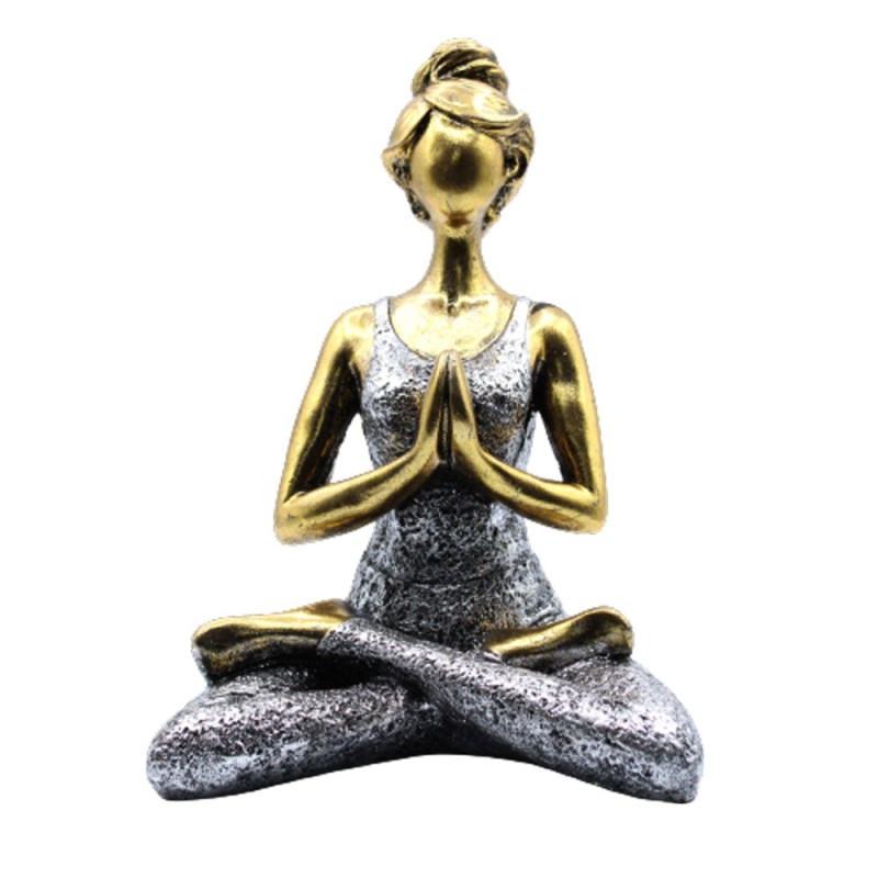 Figura Yoga Lady - Bronce e Prata 24 cm-ESTATUAS DE IOGA-HOSTENATURA