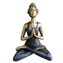 Figura di Signora Yoga - Bronzo e nero 24 cm