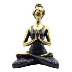 Figura di Signora Yoga - Bronzo e nero 24 cm