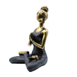 Figura di Signora Yoga - Bronzo e nero 24 cm