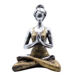 Figura di Signora Yoga - Argento e Oro 24 cm