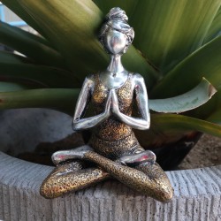 Figura di Signora Yoga - Argento e Oro 24 cm