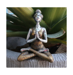 Yoga Lady Figure - Silver & Gold 24cm