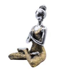 Figura di Signora Yoga - Argento e Oro 24 cm