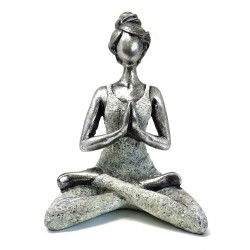 Figura di Signora Yoga - Argento e Bianco 24 cm