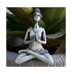 Yoga Lady Figure - Silver & White 24cm