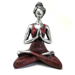 Figura di Signora Yoga - Argento e Bordeaux 24 cm