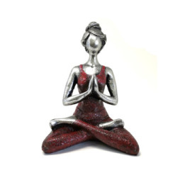 Yoga Lady Figure - Silver & Bordeaux 24cm