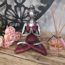 Figura Yoga Lady - Prata e Burdeos 24 cm