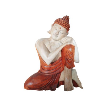 Hand Carved Buddha Statue - 25cm Thinking