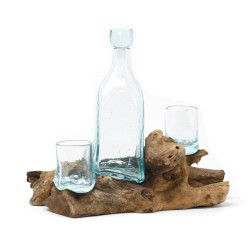 Geschmolzenes Glas auf Holz - Whisky Set