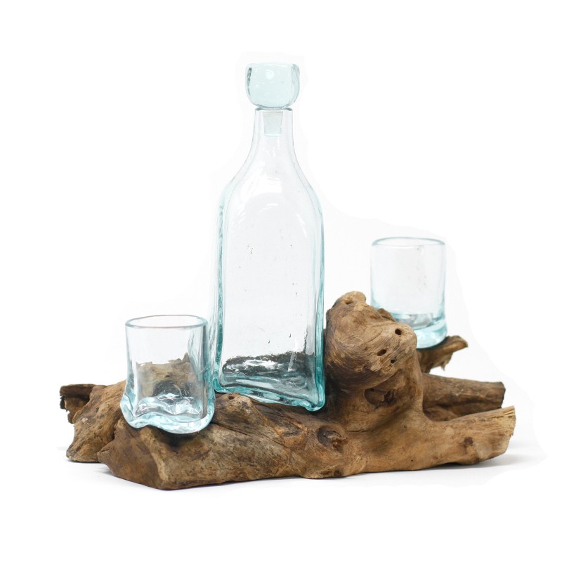 Gesmolten glas op hout - Whiskyset-GLAS GEGOTEN OP HOUT-HOSTENATURA