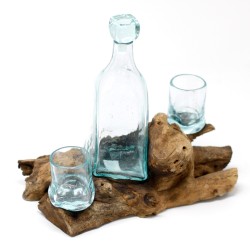 Gesmolten glas op hout - Whiskyset