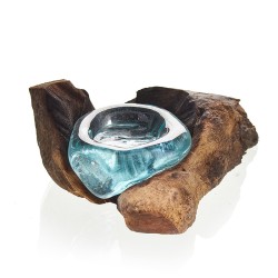 Verre fusionné sur bois - bougeoir