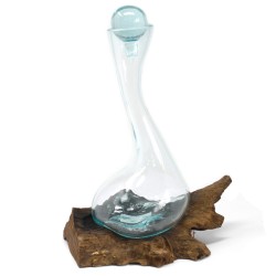 Verre fusionné sur bois - Carafe Vino