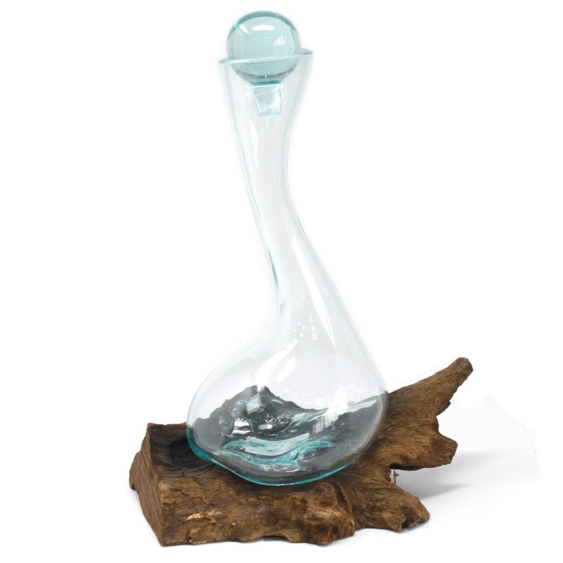 Verre fusionné sur bois - Carafe Vino-VERRE FOULÉ SUR BOIS-HOSTENATURA