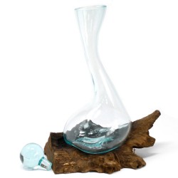 Verre fusionné sur bois - Carafe Vino