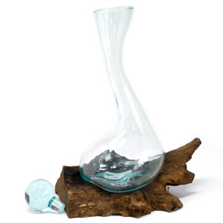 Vetro Fuso su Legno - Decanter per Vino