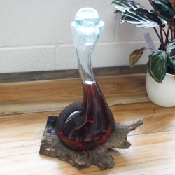 Verre fusionné sur bois - Carafe Vino