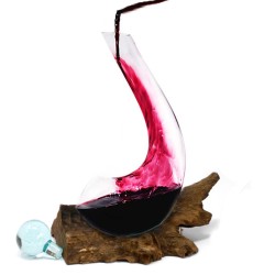 Sticlă topită pe lemn - Decantor de vin