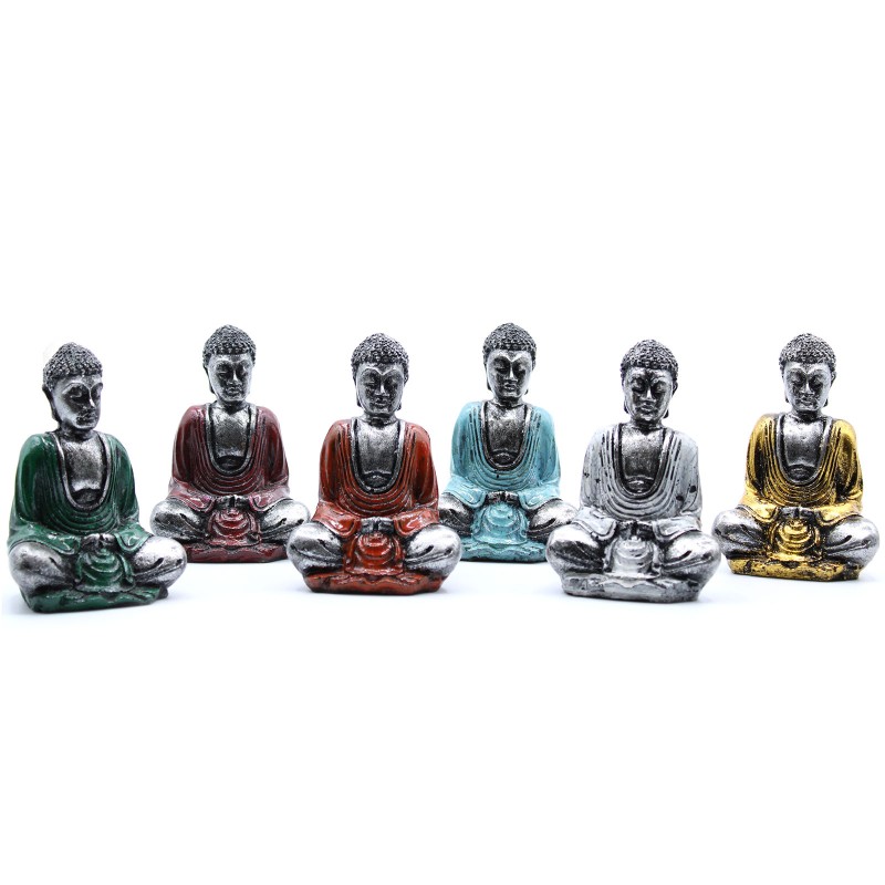 Mini Bouddha en argent (couleurs assorties) - 1 unité - 2x1x3cm-STATUES DE BOUDDHA SCULPTÉES À LA MAIN-HOSTENATURA