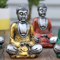 Mini Buddha de argint (culori asortate) - 1 unitate - 2x1x3cm