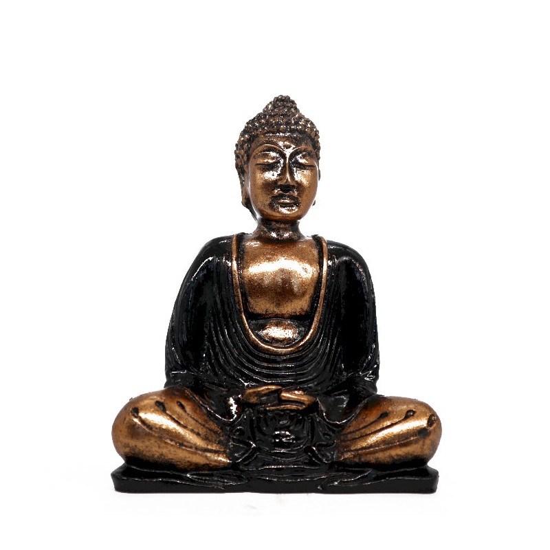 Buddha Negru și Aur- Med-STATUE BUDDHA SCULPATE MÂNĂ-HOSTENATURA