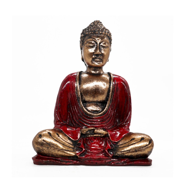 Red & Gold Buddha - Med-HAND CARVED BUDDHA STATUES-HOSTENATURA