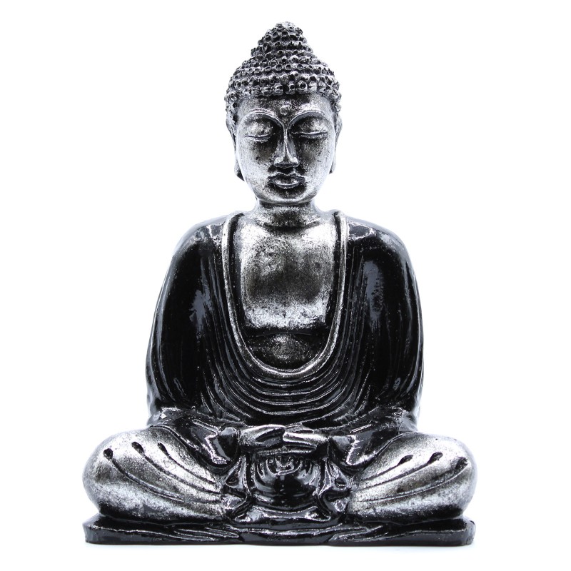 Buddha gri și negru - Med-STATUE BUDDHA SCULPATE MÂNĂ-HOSTENATURA