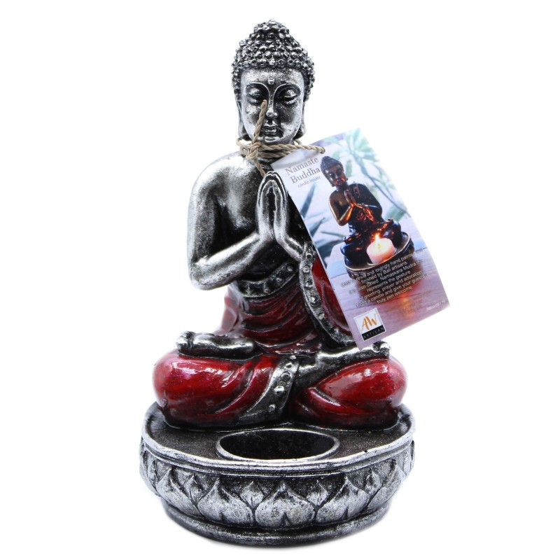 Portacandele Buddha - Rosso - Medio-STATUE DI BUDDHA INTAGLIATE A MANO-HOSTENATURA