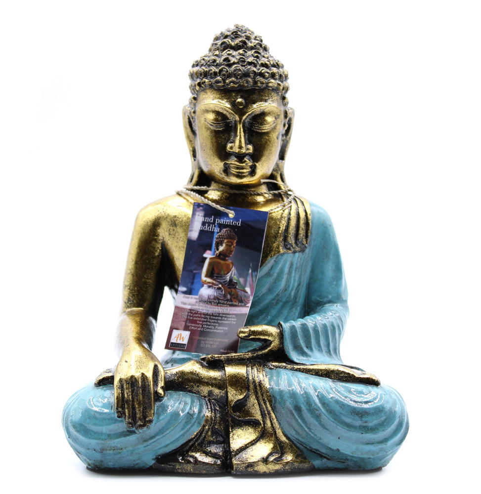 Verde Azulado y Dorado Buddha - Lrg