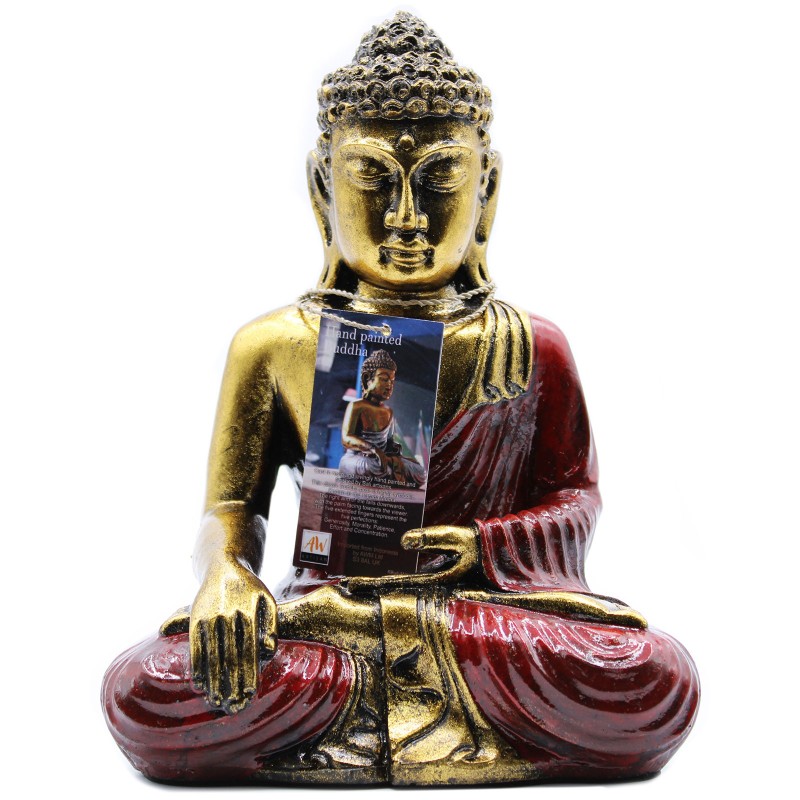 Buddha rosso e oro - Lrg-STATUE DI BUDDHA INTAGLIATE A MANO-HOSTENATURA