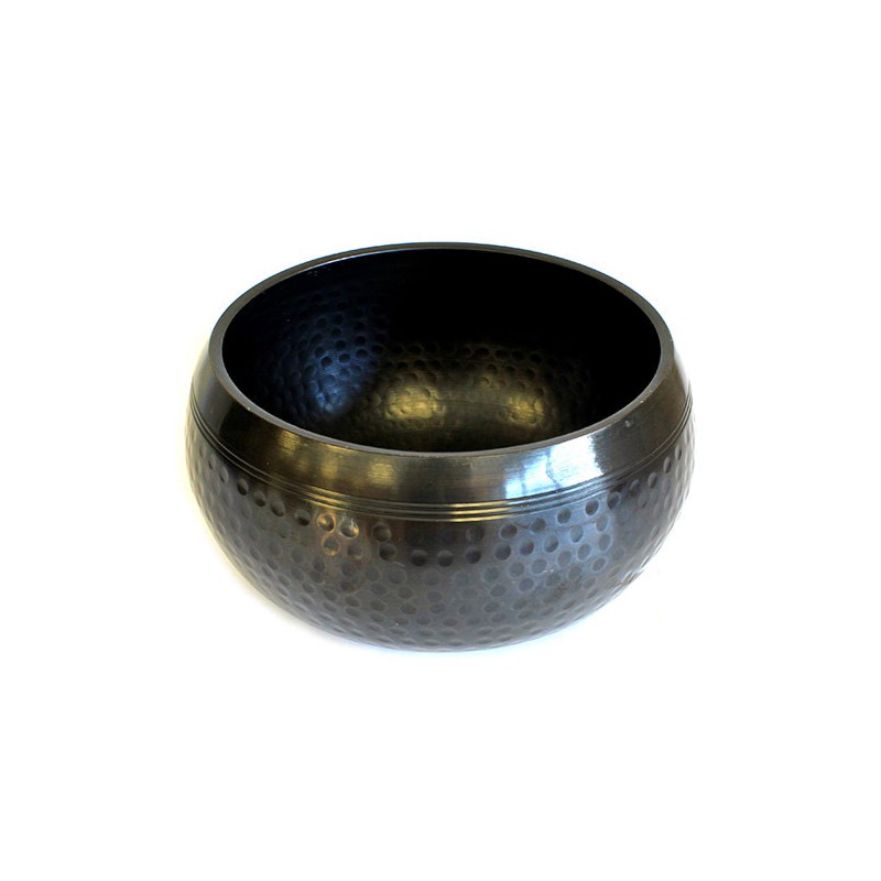 Large Black Bowl Beaten - 18cm-TIBETAN BOWLS-HOSTENATURA