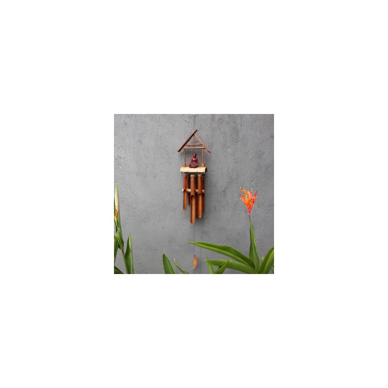 Bamboo Bell - Natural Finish - Buddha Brown 6 Tubes-BAMBOO MOUNTAIN BAMBOO WIND CHIMES-HOSTENATURA