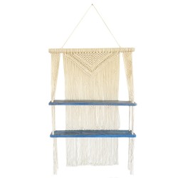 Natural Macramé Hanging Shelves - Blue