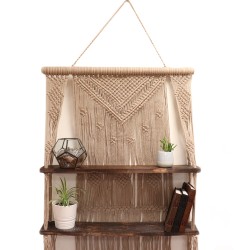 Brown Macramé Hanging Shelves - Brown