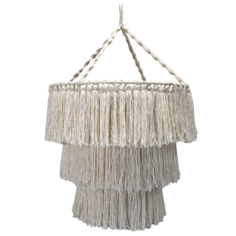 Canelobre suau de macramé - Natural-LLUM DE MACRAMÉ-HOSTENATURA