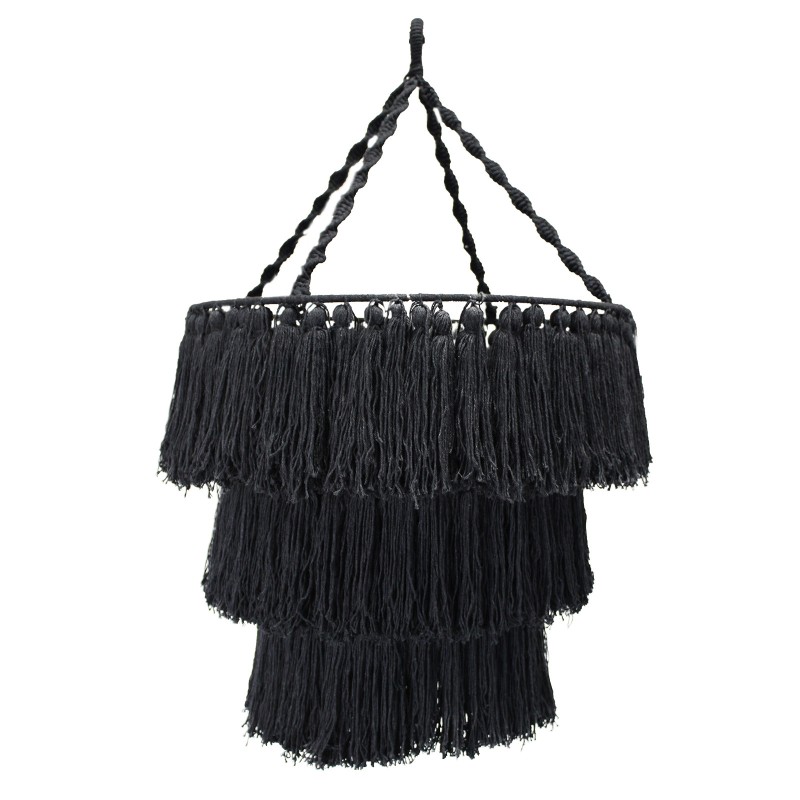 Araignée en macramé doux - Noir-LAMPES MACRAMÉ-HOSTENATURA