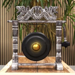 Gong da meditazione piccolo con supporto - 25 cm - Nero