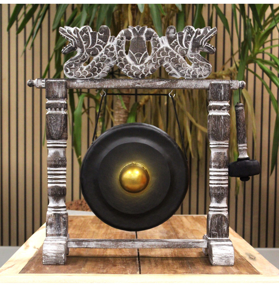 Pequeño Gong de Meditación con Soporte - 25cm - Negro