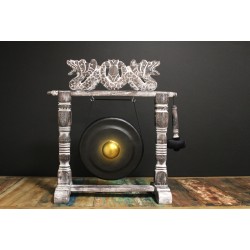 Gong de meditație mic cu suport - 25 cm - negru